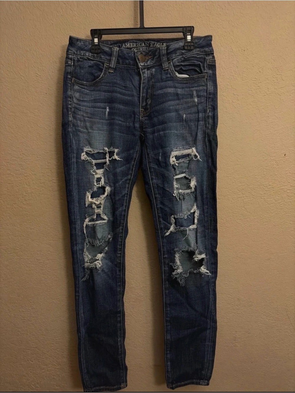 American Eagle Outfitters Dark Indigo Ripped Skinny Jeans